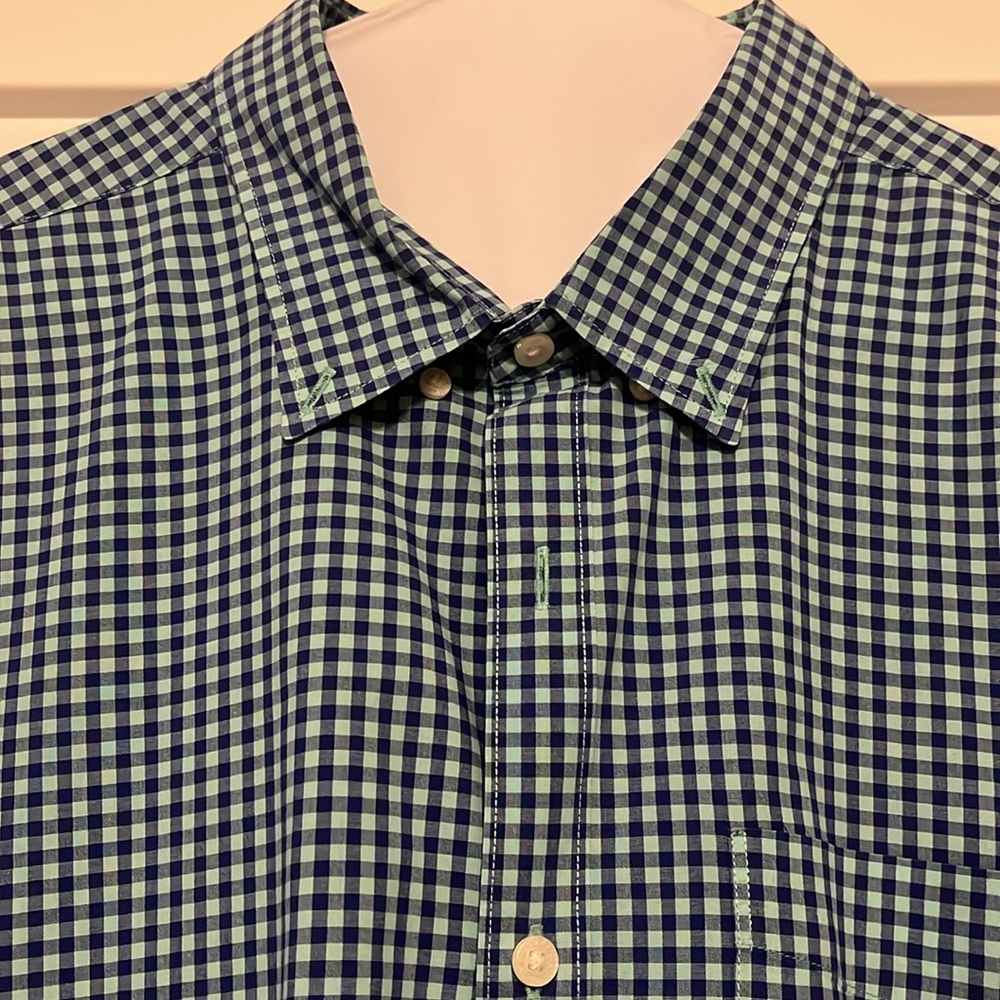 American Eagle Blue Gingham Check Button Down Col… - image 2